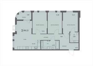 3-к квартира, вторичка, 88м2, 18/18 этаж