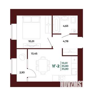 1-к квартира, вторичка, 37м2, 16/17 этаж