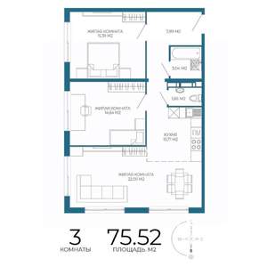 3-к квартира, вторичка, 76м2, 5/17 этаж
