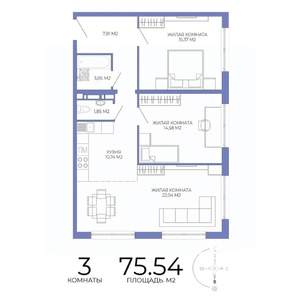 3-к квартира, строящийся дом, 76м2, 4/17 этаж