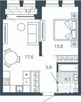1-к квартира, вторичка, 43м2, 5/24 этаж