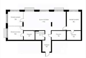 3-к квартира, вторичка, 125м2, 2/23 этаж