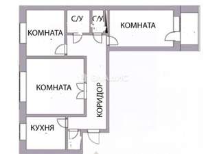 3-к квартира, вторичка, 60м2, 6/9 этаж