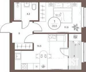 1-к квартира, вторичка, 39м2, 10/16 этаж