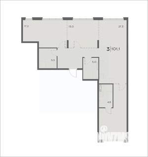 3-к квартира, вторичка, 101м2, 13/21 этаж