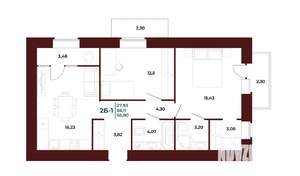 2-к квартира, вторичка, 69м2, 16/17 этаж
