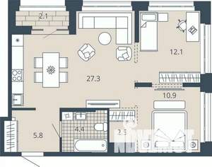 2-к квартира, вторичка, 65м2, 3/23 этаж