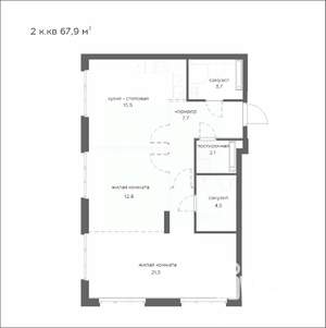 2-к квартира, вторичка, 68м2, 13/21 этаж