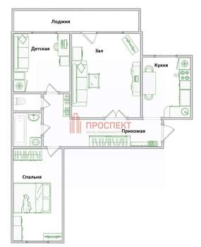 3-к квартира, вторичка, 64м2, 7/9 этаж