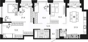 4-к квартира, вторичка, 109м2, 12/24 этаж