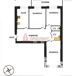 3-к квартира, вторичка, 61м2, 5/9 этаж