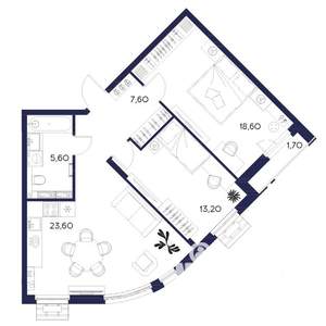 2-к квартира, вторичка, 70м2, 4/16 этаж