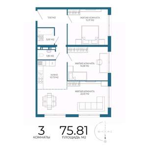 3-к квартира, строящийся дом, 76м2, 10/17 этаж