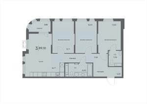 3-к квартира, вторичка, 89м2, 3/18 этаж