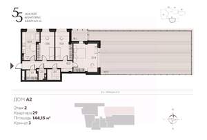 3-к квартира, вторичка, 144м2, 2/18 этаж