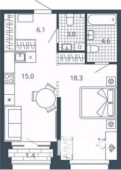 1-к квартира, вторичка, 47м2, 11/23 этаж
