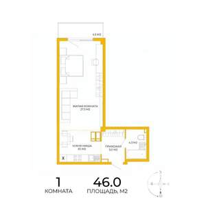 1-к квартира, вторичка, 46м2, 9/17 этаж