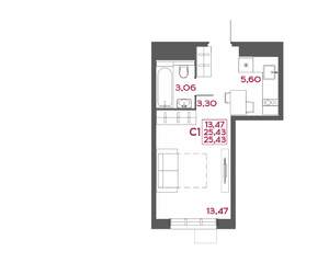 Студия квартира, вторичка, 25м2, 2/14 этаж
