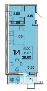 Студия квартира, сданный дом, 30м2, 8/16 этаж