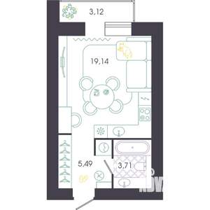 Студия квартира, вторичка, 30м2, 13/16 этаж