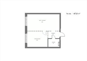 1-к квартира, вторичка, 48м2, 17/21 этаж