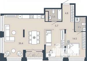 2-к квартира, вторичка, 88м2, 18/23 этаж