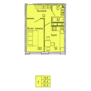 1-к квартира, вторичка, 32м2, 12/18 этаж