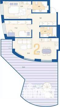 2-к квартира, вторичка, 81м2, 1/16 этаж