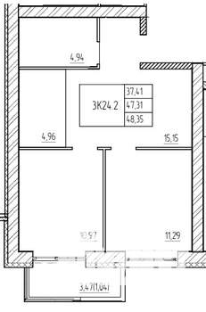 3-к квартира, вторичка, 51м2, 9/17 этаж