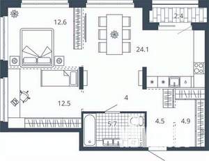 2-к квартира, вторичка, 71м2, 11/24 этаж