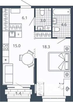 1-к квартира, вторичка, 47м2, 11/23 этаж