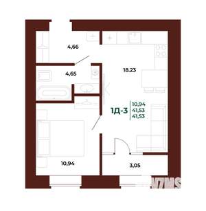 1-к квартира, вторичка, 42м2, 10/17 этаж