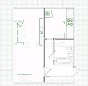 1-к квартира, вторичка, 35м2, 2/5 этаж