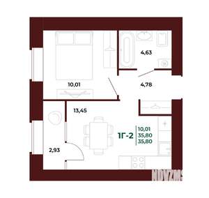 1-к квартира, вторичка, 36м2, 13/17 этаж