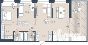 2-к квартира, вторичка, 99м2, 5/23 этаж