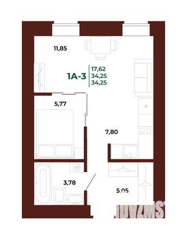 1-к квартира, вторичка, 34м2, 7/17 этаж