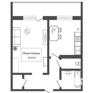 1-к квартира, вторичка, 42м2, 9/10 этаж