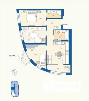 3-к квартира, вторичка, 73м2, 8/16 этаж
