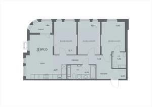3-к квартира, вторичка, 89м2, 2/18 этаж