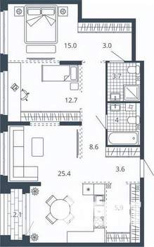 2-к квартира, вторичка, 84м2, 4/23 этаж