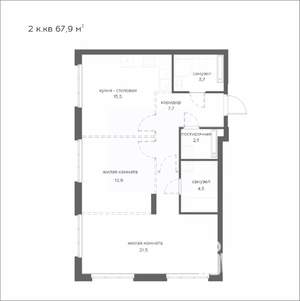 2-к квартира, вторичка, 68м2, 4/21 этаж