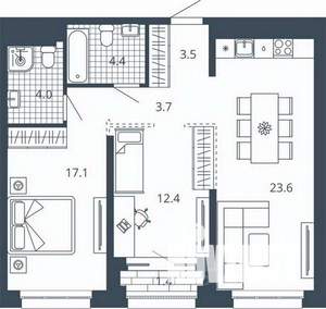 2-к квартира, вторичка, 70м2, 20/24 этаж