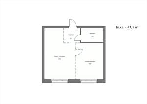 1-к квартира, вторичка, 47м2, 8/21 этаж