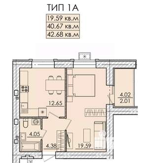 1-к квартира, строящийся дом, 45м2, 12/18 этаж