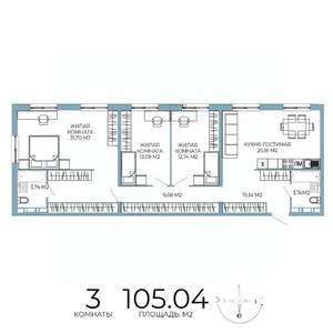 3-к квартира, вторичка, 105м2, 7/18 этаж