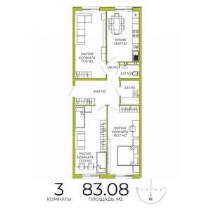 3-к квартира, строящийся дом, 83м2, 14/18 этаж