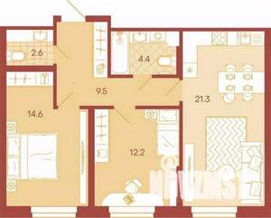 3-к квартира, вторичка, 64м2, 3/17 этаж