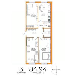 3-к квартира, вторичка, 85м2, 8/18 этаж