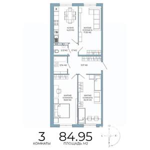 3-к квартира, вторичка, 85м2, 8/18 этаж