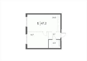 1-к квартира, вторичка, 47м2, 12/21 этаж